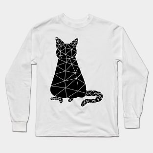 Cat sits straight showing his tail, Cat Geometric for Light Long Sleeve T-Shirt